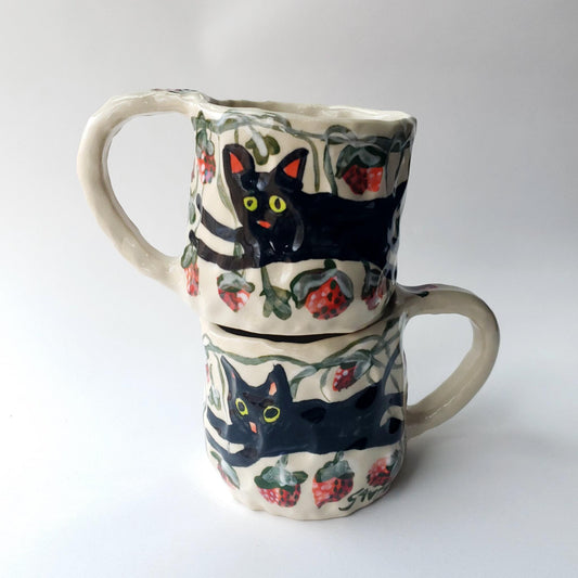 Sweet Mug - Cats in Strawberry Fields