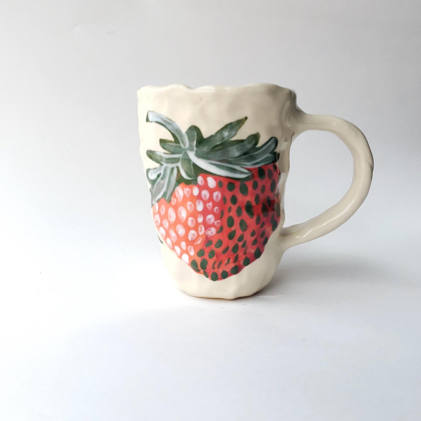 Coil-built Mug- Strawberry Portrait